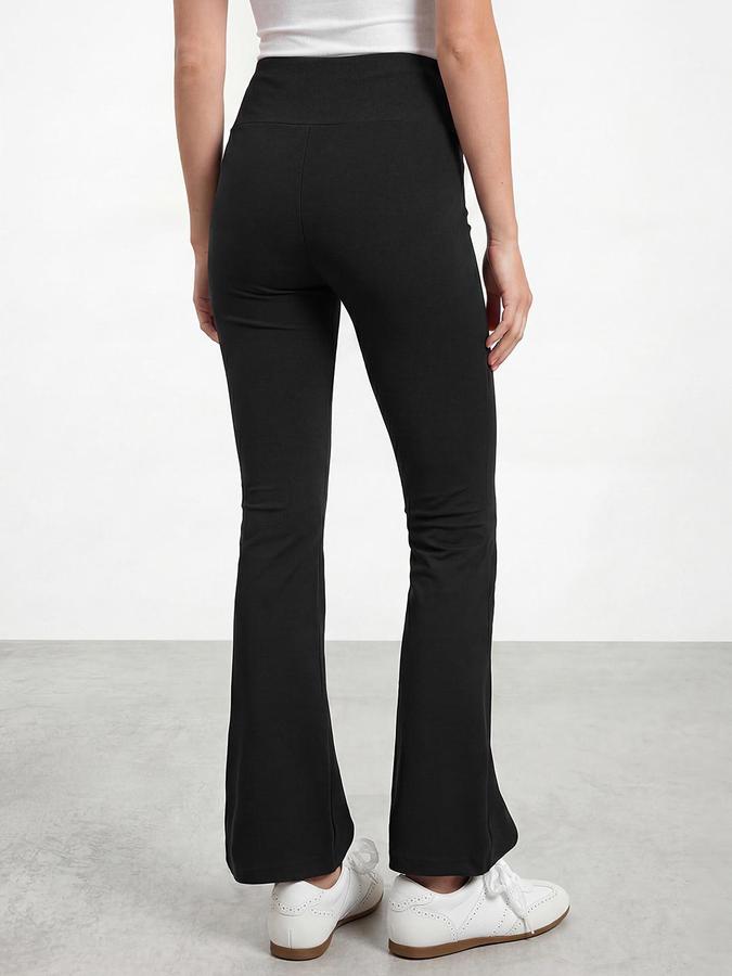 R&B Women Black High Rise Flared Trackpant 