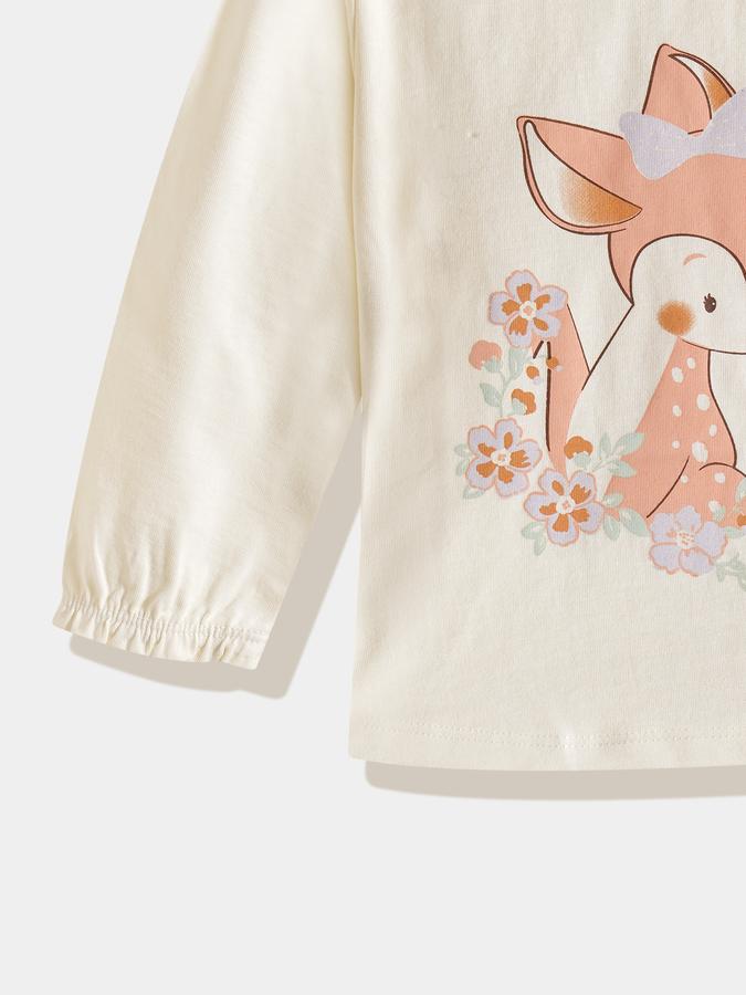 Girls Cotton Regular Fit Crew Neck Graphic T-shirt