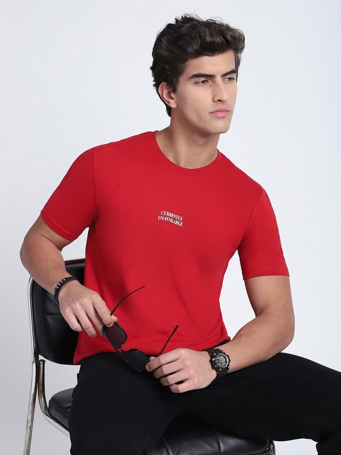 Men Cotton Regular Fit Crew Neck Typographic T-shirt