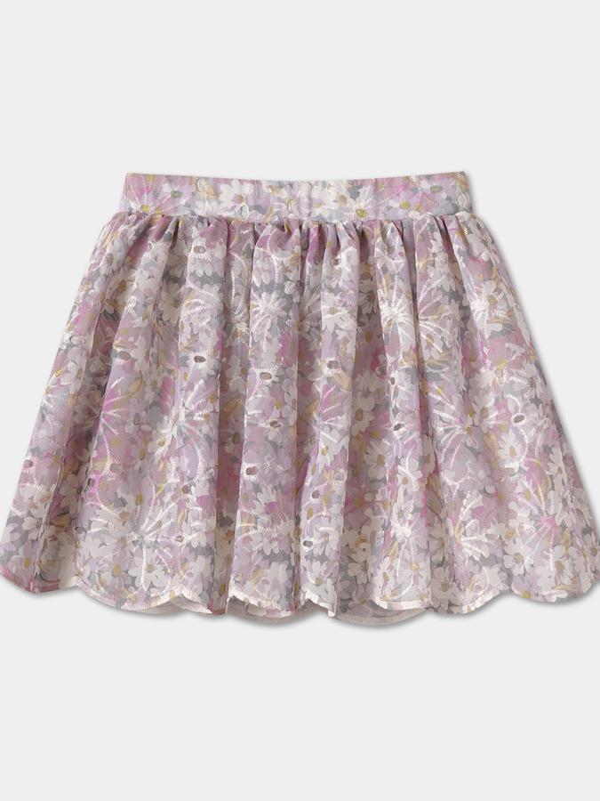 Girls Floral Embroidered Cap Sleeve Top and Skirt Set