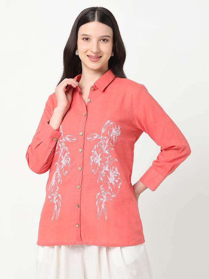 R&B Women's Coral Printed Top