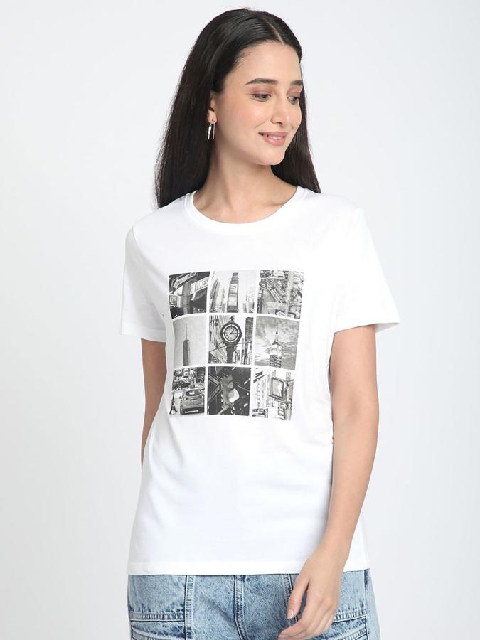 Women Cotton Regular Fit Round Neck Graphic T-shirt