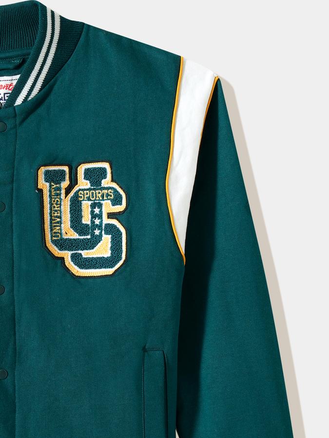 Boys Polyester Varsity Snap Front Graphic Jacket