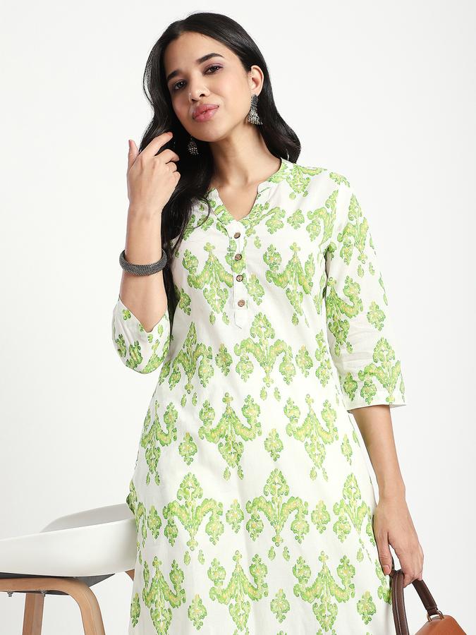 Women Viscose Regular Fit Mandarin Collar Printed Kurta