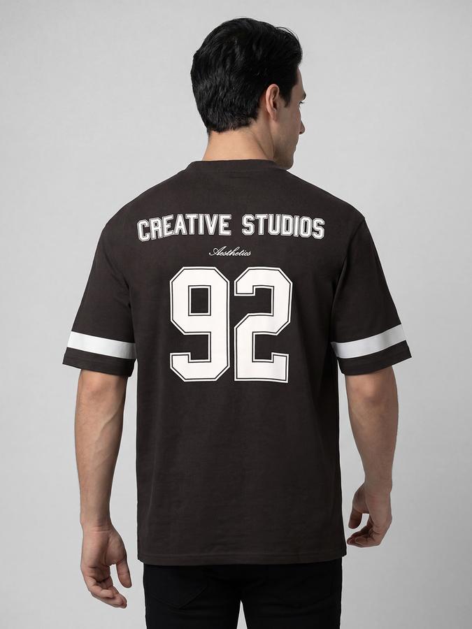 R&B Black Typography Men Round Neck Relaxed Fit Short Sleeves T-Shirt 