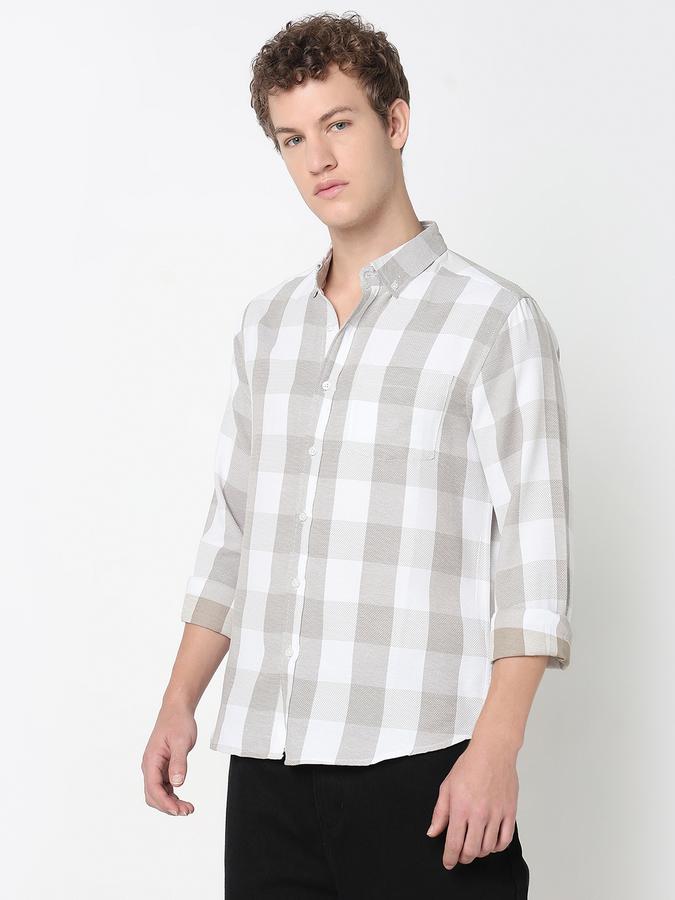 Men Cotton Regular Fit Button-Down Collar Checked Shirt