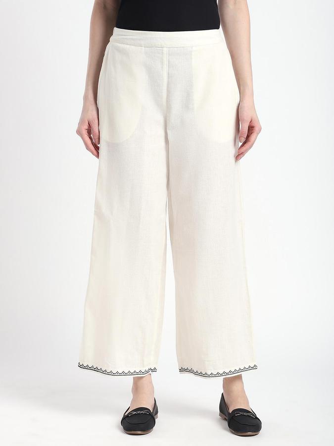 R&B Women Off White Embroidery Regular Fit Ethnic Trouser