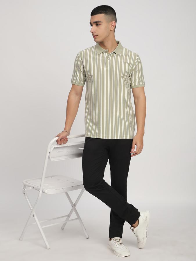 Striped Men Polo Neck T-Shirt image number 1