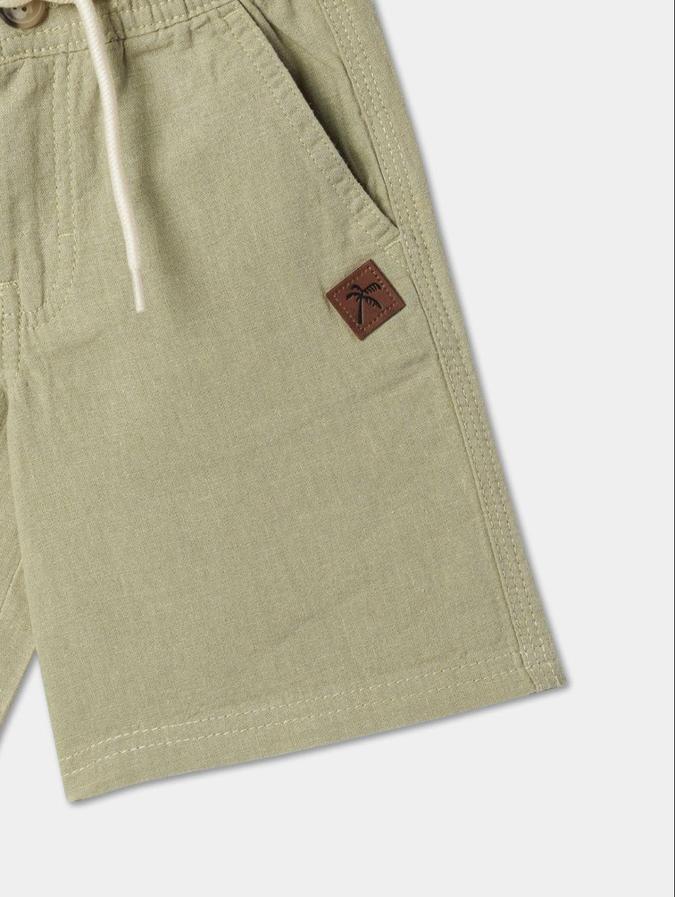 R&B Olive Regular Fit Mid-Rise Solid Boys Shorts