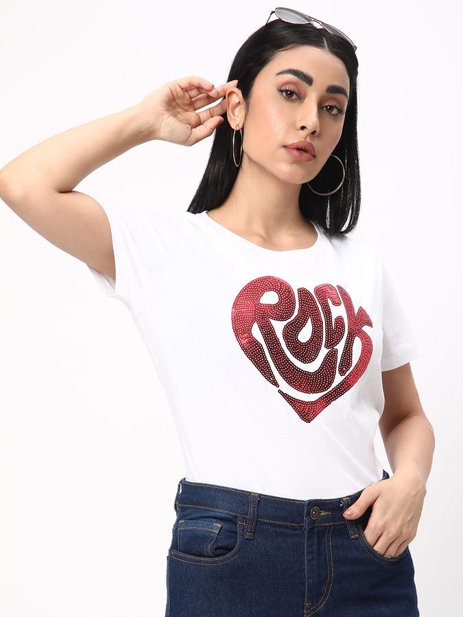 R&B Women Ivory Graphic Print T-Shirt