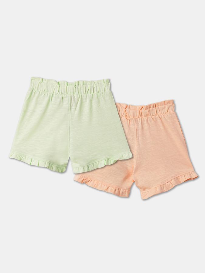 Girls Cotton Regular Fit Paperbag Waist Clean Hem Shorts