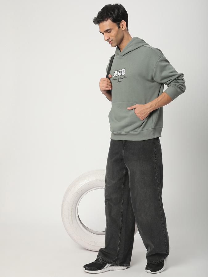 Men Fleece Regular Fit Hooded Graphic Sweatshirt