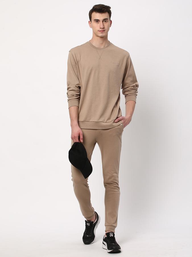 Men Cotton Regular Fit Crew Neck Solid Sweatshirt