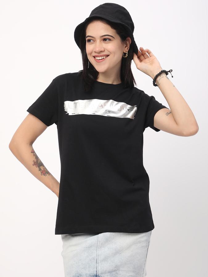 R&B Women Black Graphic T-Shirt