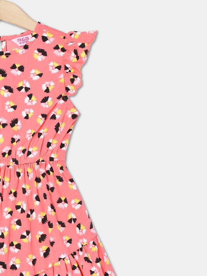 R&B Girls' Yellow Printed Dress