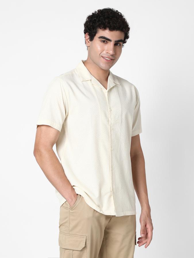 Men Cotton Relaxed Fit Camp Collar Solid Shirt