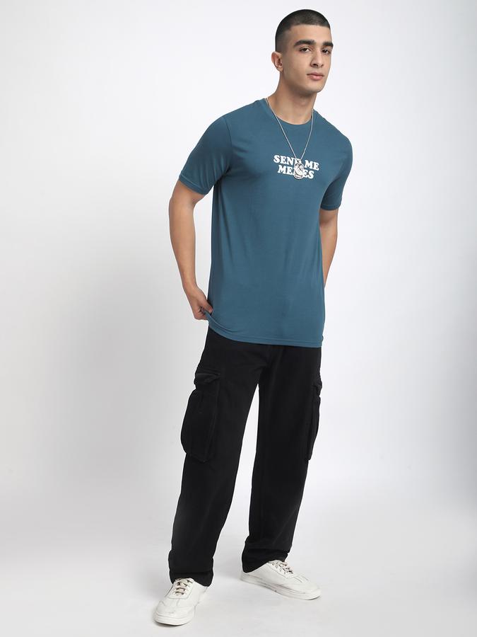 Men Cotton Regular Fit Crew Neck Typographic Print T-shirt