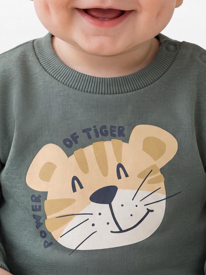 R&B Boys Green Animal Graphic Print Long Sleeve Sweatshirt & Joggers Set