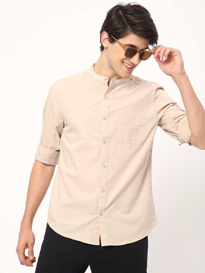 Men Regular Fit Shirt with Band Collar image number 0