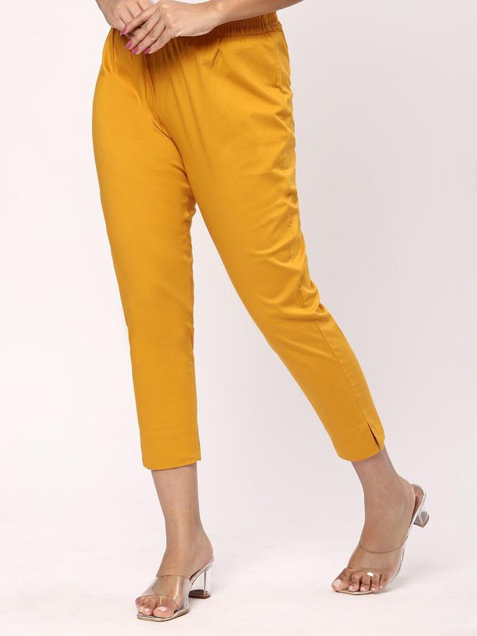 R&B Women Mustard Solid Regular Fit Pants