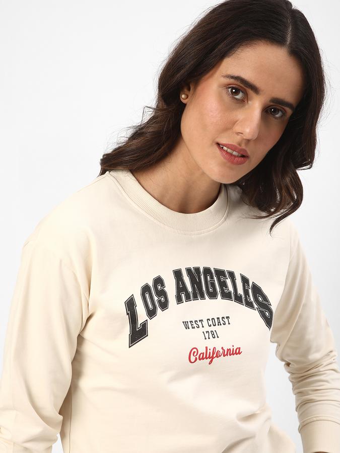 Women Cotton Regular Fit Round Neck Graphic Sweatshirt