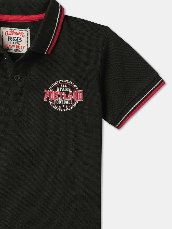 Boys Cotton Regular Fit Polo Neck Solid T-shirt