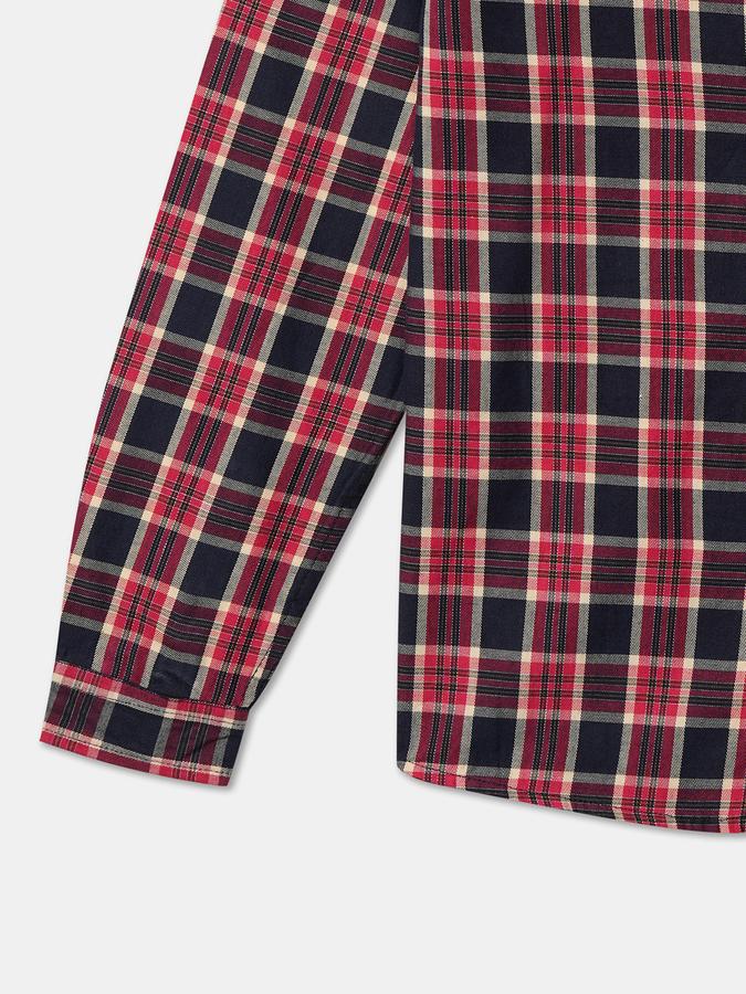 Boys Cotton Regular Fit Long Sleeve Plaid Shirt