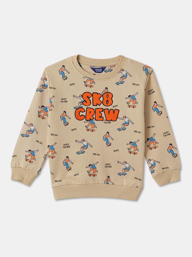 R&B Boys' Beige Printed Co-ord Set