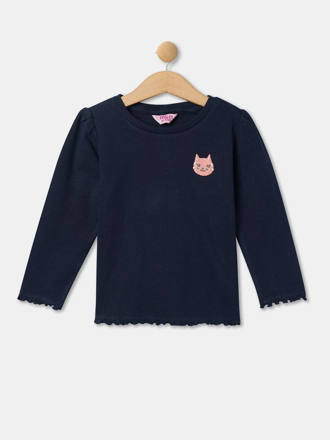 Girls Pack of 2 Regular Fit Round-Neck T-Shirts image number 3