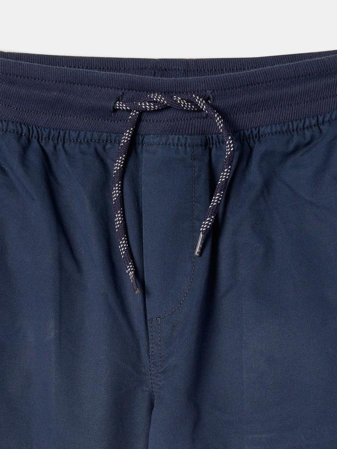 Girls Cotton Relaxed Fit Drawstring Waist Solid Trousers