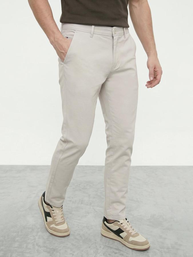 R&B Men's Ivory Slim Fit Trousers