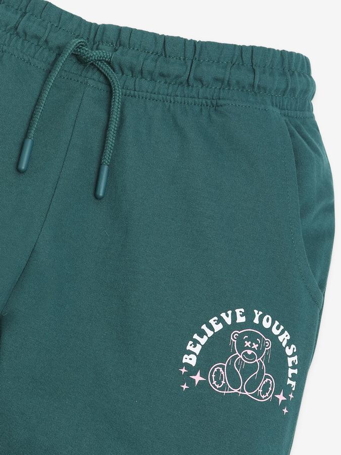 Girls Cotton Regular Fit Drawstring Waist Printed Pants