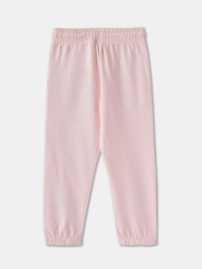 Girls Cotton Tapered Fit Drawstring Waist Cuffed Hem Joggers