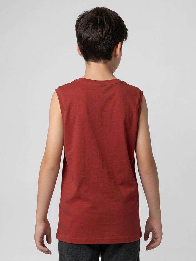 R&B Maroon Graphic Print Boys Round Neck Regular Fit Sleeveless T-Shirt 