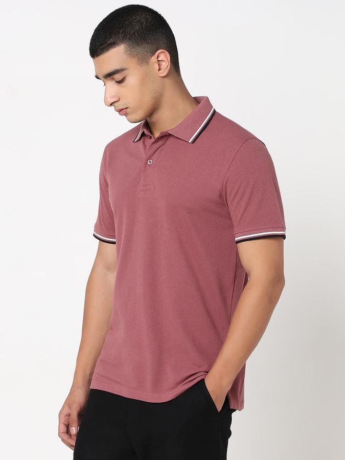 MENS Short Sleeves SOLID POLO WITH TIPPING COLLAR AND CUFF - DRY FIT image number 2