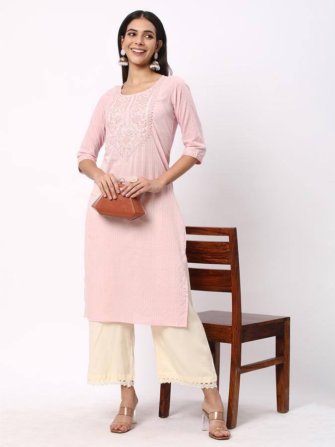 Women Embroidered Straight Kurta image number 1