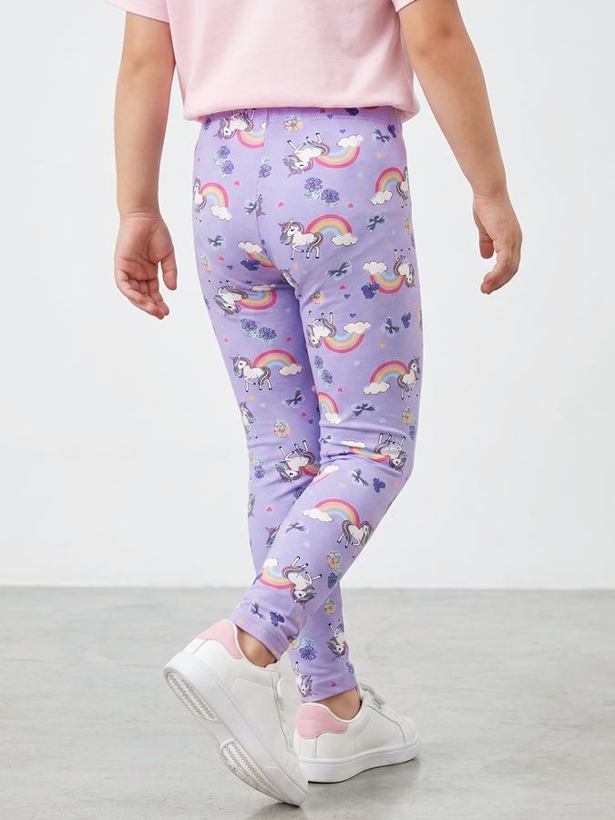 R&B Girl Purple Printed Cotton Blend Leggings