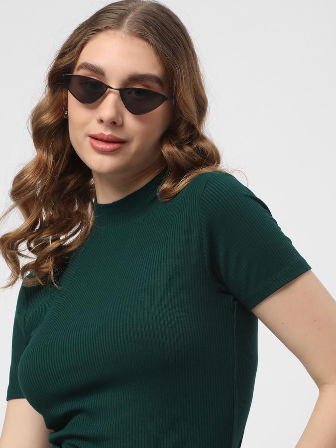 Women Ribbed Regular Fit High-Neck Top image number 0
