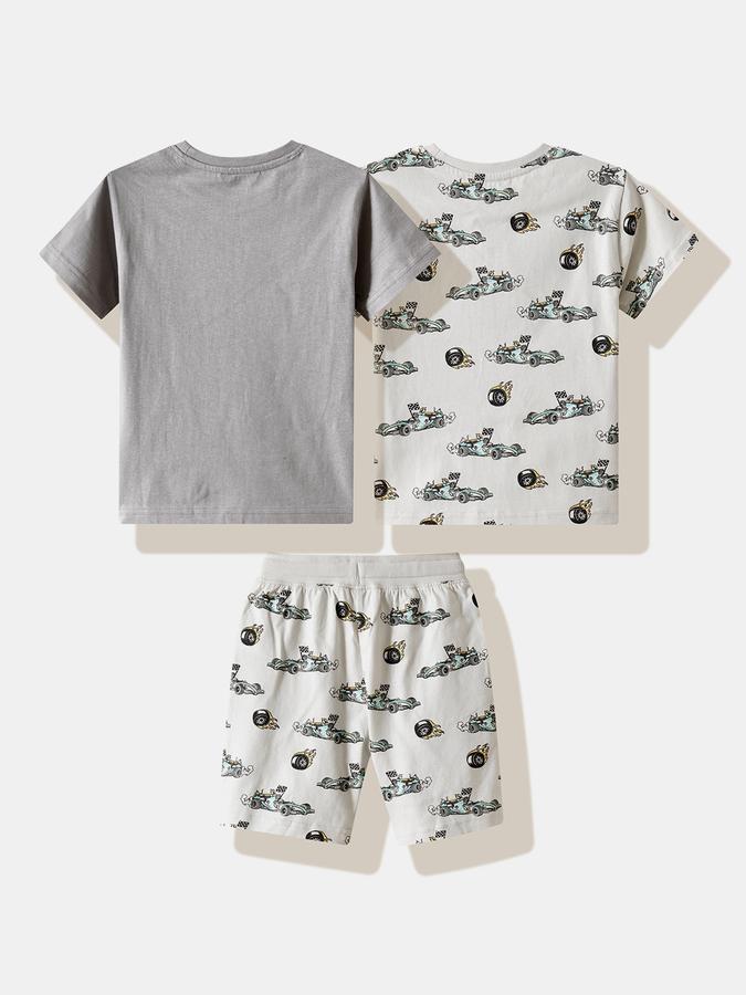 Boys Cotton Graphic T-Shirt And Graphic Print Shorts Set
