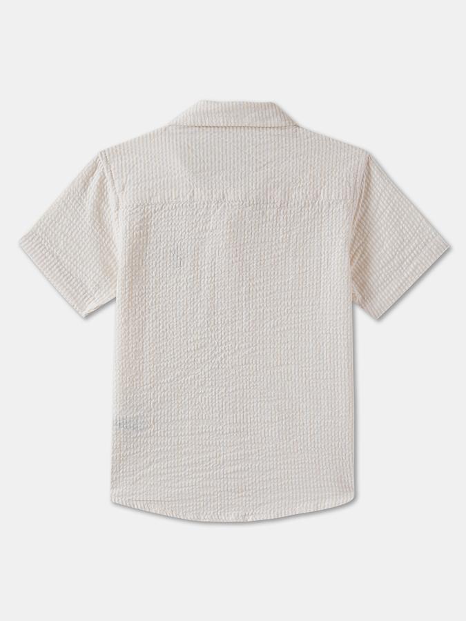 Boys Seersucker Regular Fit Short Sleeve Spread Collar Shirt