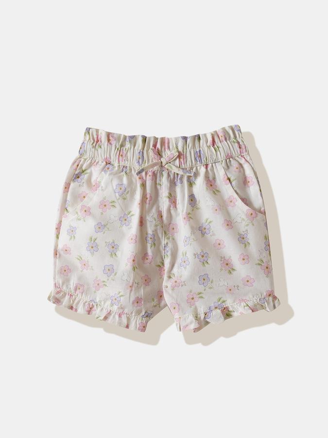 Girls Cotton Floral Blouse and Shorts Set