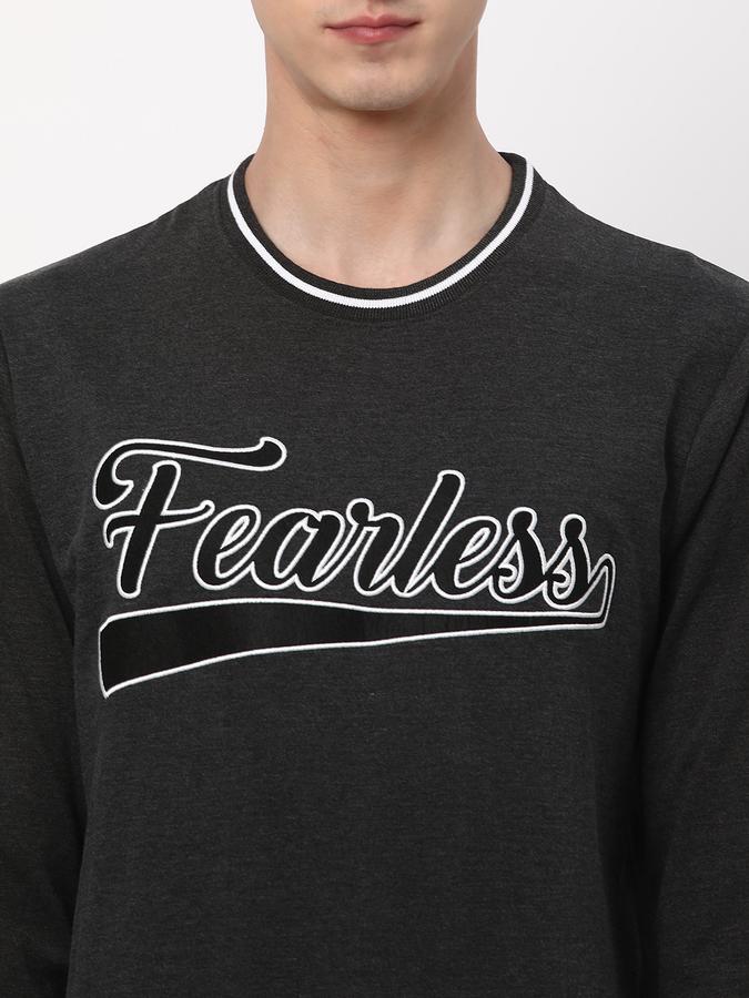 Men Cotton Regular Fit Crew Neck Graphic Sweatshirt