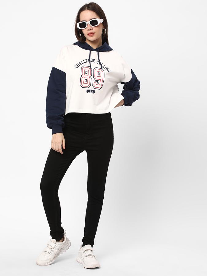 R&B Colorblocked Cropped Sweat Top With Hoodie  image number 1
