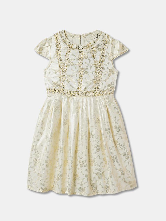 Girls Floral Print Fit & Flare Dress