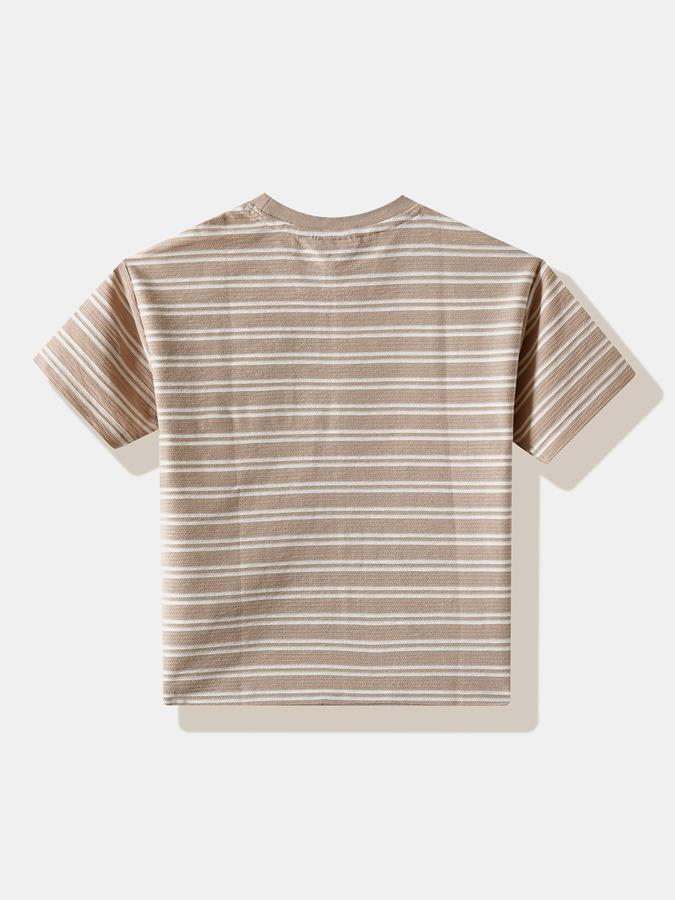 Boys Polyester Regular Fit Crew Neck Striped T-shirt
