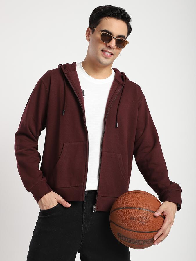 Men Fleece Regular Fit Hooded Jacket