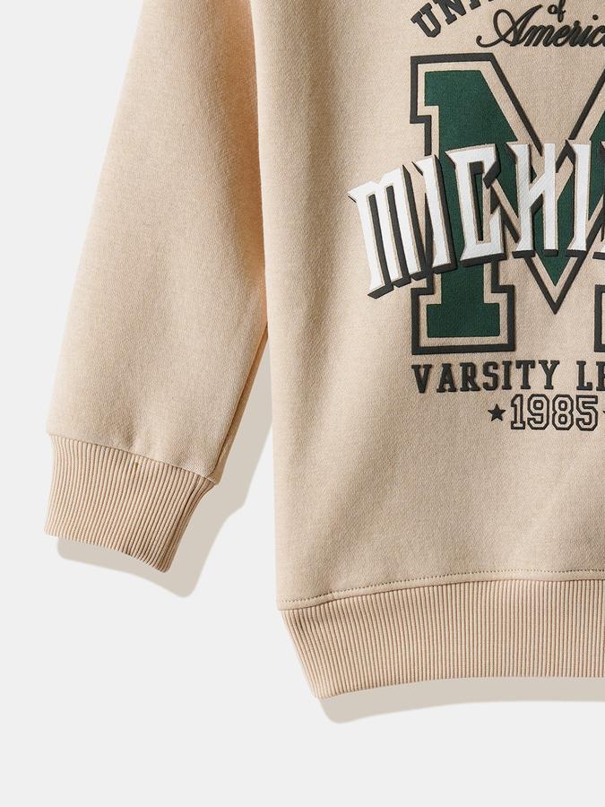 R&B Boys' Beige Printed Sweatshirt