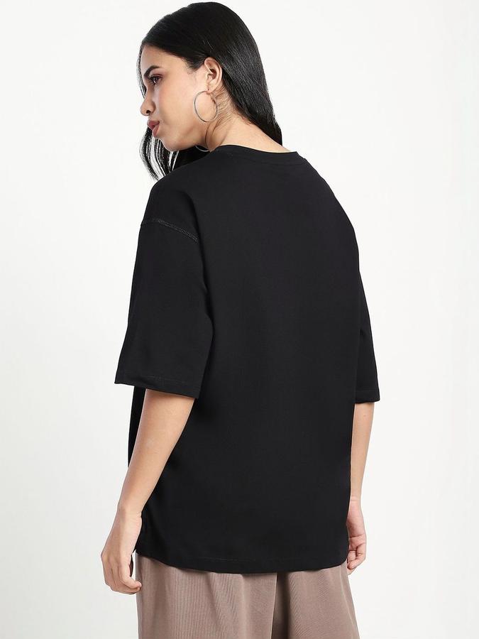 Women Cotton Oversized Fit Crew Neck Graphic T-shirt