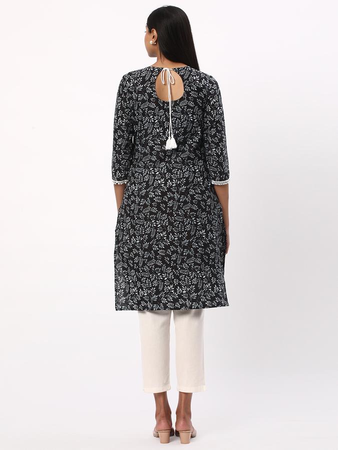 Women Cotton Regular Fit Round Neck Printed Kurta