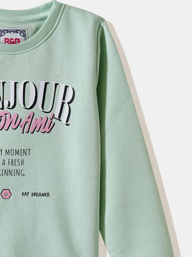 Girls Fleece Regular Fit Crew Neck Graphic Sweatshirt